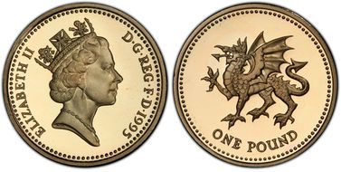1995 £1 S-J10 Welsh Design PR69DCAM