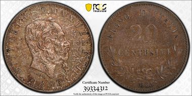 1863-M BN 20C AU58