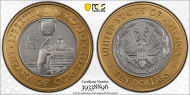 2000-W $10 Library of Congress Bimetallic MS69