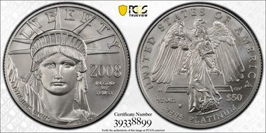 2008-W $50 Burnished St. of Liberty SP70