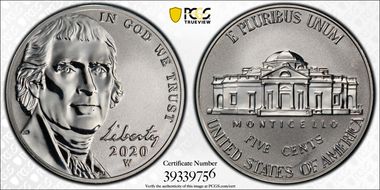 2020-W 5C Reverse Proof First Strike PR68