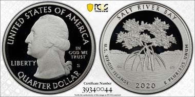 2020-S 25C Salt River Bay NP -Silver First Day of Issue PR70DCAM