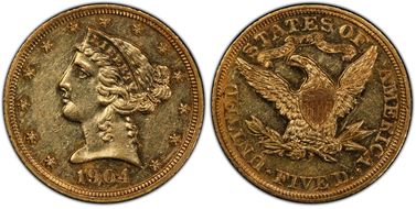 1904 $5 PR55