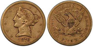 1876-S $5 VF30