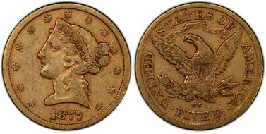 1877-CC $5 VF25