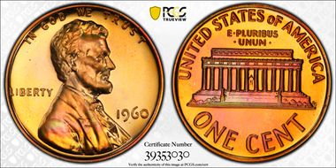 1960 1C Large Date PR67RD