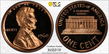 1960 1C Large Date PR67CAM