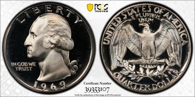 1969-S 25C PR68DCAM