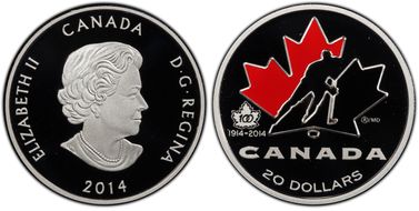 2014 $20 100th Anniv. of Hockey PR70DCAM