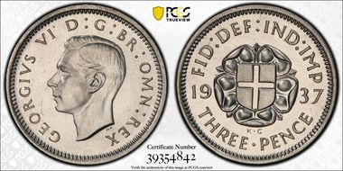 1937 3D S-4085 Silver Shield on Rose PR66