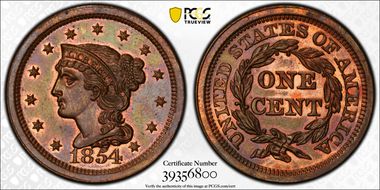 1854 1C Newcomb 12 PR65RB