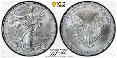1996 $1 Silver Eagle MS69