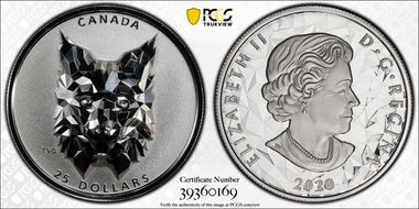 2020 $25 Lynx Multifaceted High Relief PR69DCAM