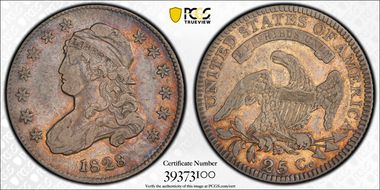 1828 25C Browning 3, 25/50C VF30