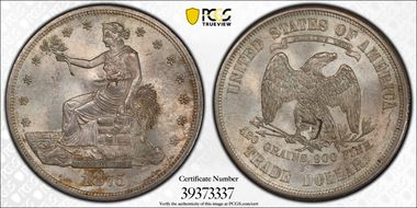 1875-S/CC T$1 Chopmarked MS63