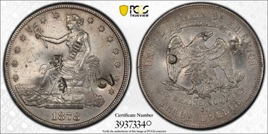 1878-CC T$1 Chopmarked AU55