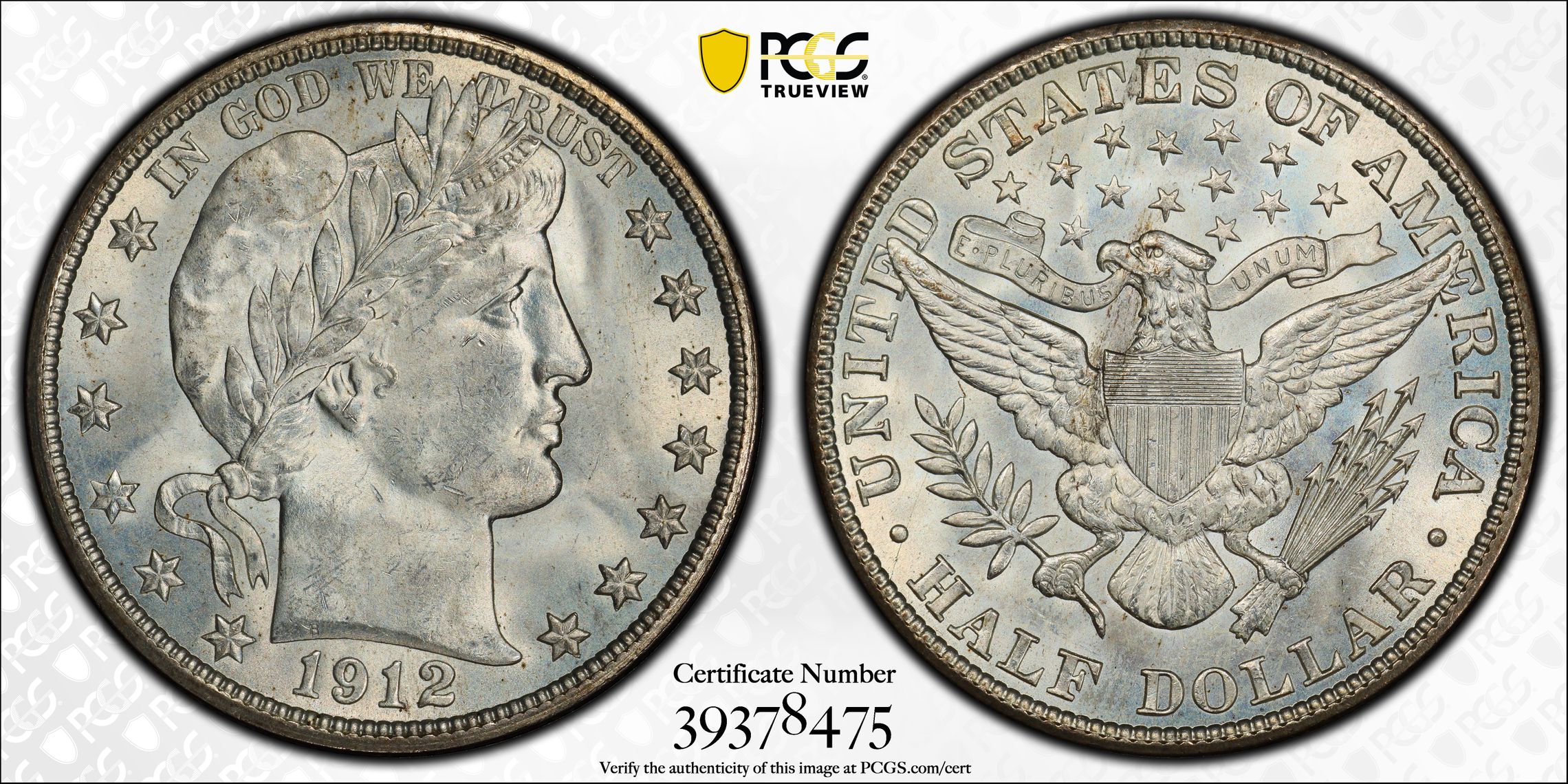 PCGS 钱币信息| 认证编号#39378475 - 1912 The United States of America 50C