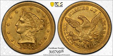 1843-C $2.50 Large Date AU58