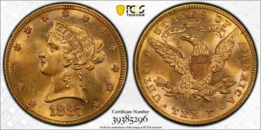 1887 $10 MS63+