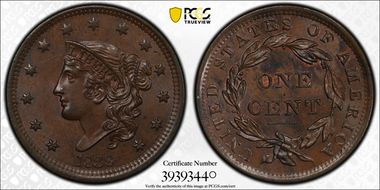 1838 1C Newcomb 9 MS64+ BN