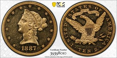 1887 $10 PR62CAM