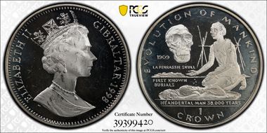 1998 Crown La Ferrassie Skull Silver Neanderthal Man PR63DCAM