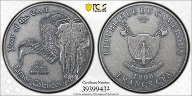 2015 1000 Fr Year of the Goat  Antique Finish MS63