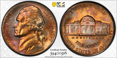 1939-S 5C Reverse of 1938 MS65