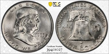 1953-D 50C Obv Die Clash, FS-402 MS65FBL