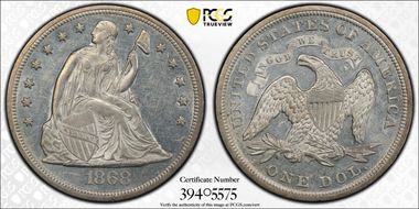 1868 $1 AU58+