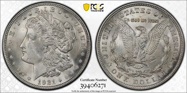 1921 $1 Morgan MS65