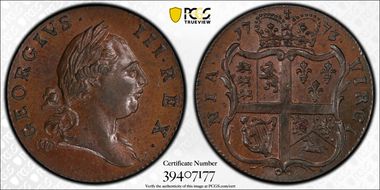 1773 VA 1/2P Period MS64BN