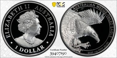 2020-P $1 Wedge-Tailed Eagle High Relief PR70DCAM