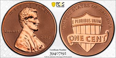2019-W 1C Shield - Reverse Proof PR68RD
