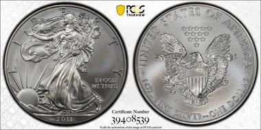 2011-W $1 Burnished Silver Eagle SP70