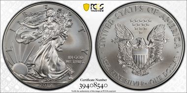2012-W $1 Burnished Silver Eagle SP68