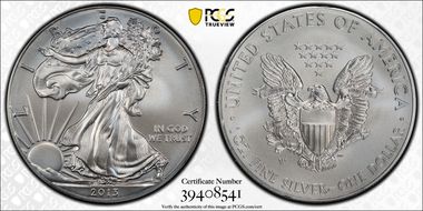 2013-W $1 Burnished Silver Eagle SP70