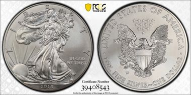 2015-W $1 Burnished Silver Eagle SP68