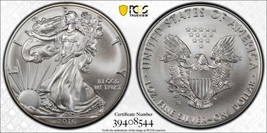 2016-W $1 Burnished Silver Eagle 30th Anniversary Lettered Edge SP69