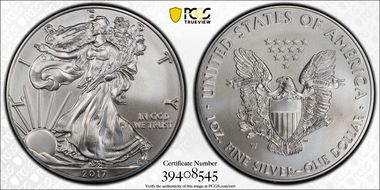2017-W $1 Burnished Silver Eagle SP69