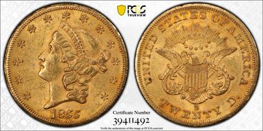 1855-S $20 MS61