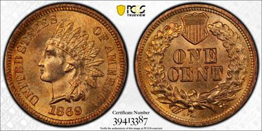 1869 1C MS65+ RD