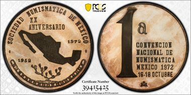 1972-Mo Medal Numismatic Society Ag 20th Anniversary SP67