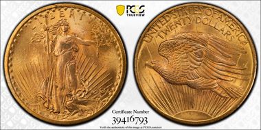 1907 $20 Saint-Gaudens MS66