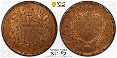 1866 2C MS65+ RD