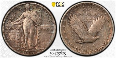 1928-S 25C Inverted MM, FS-501 XF40