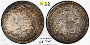 1821 10C JR-7, Large Date MS62