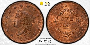 1820 1C Large Date MS65RB