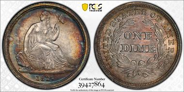 1837 10C Seated, Small Date MS64+
