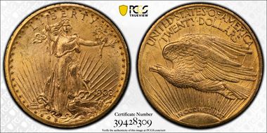 1908 $20 Motto MS64+